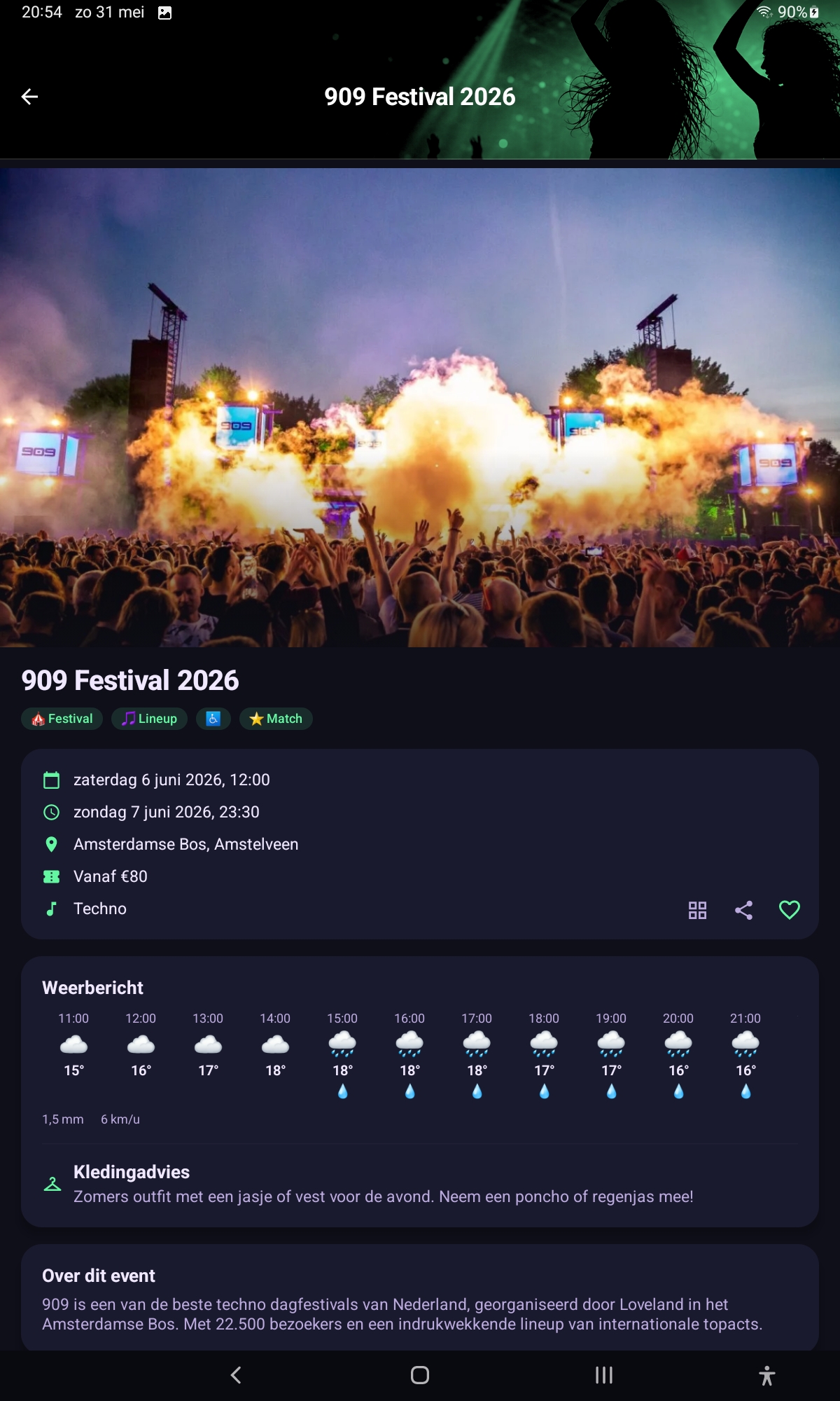 Event detail met lineup